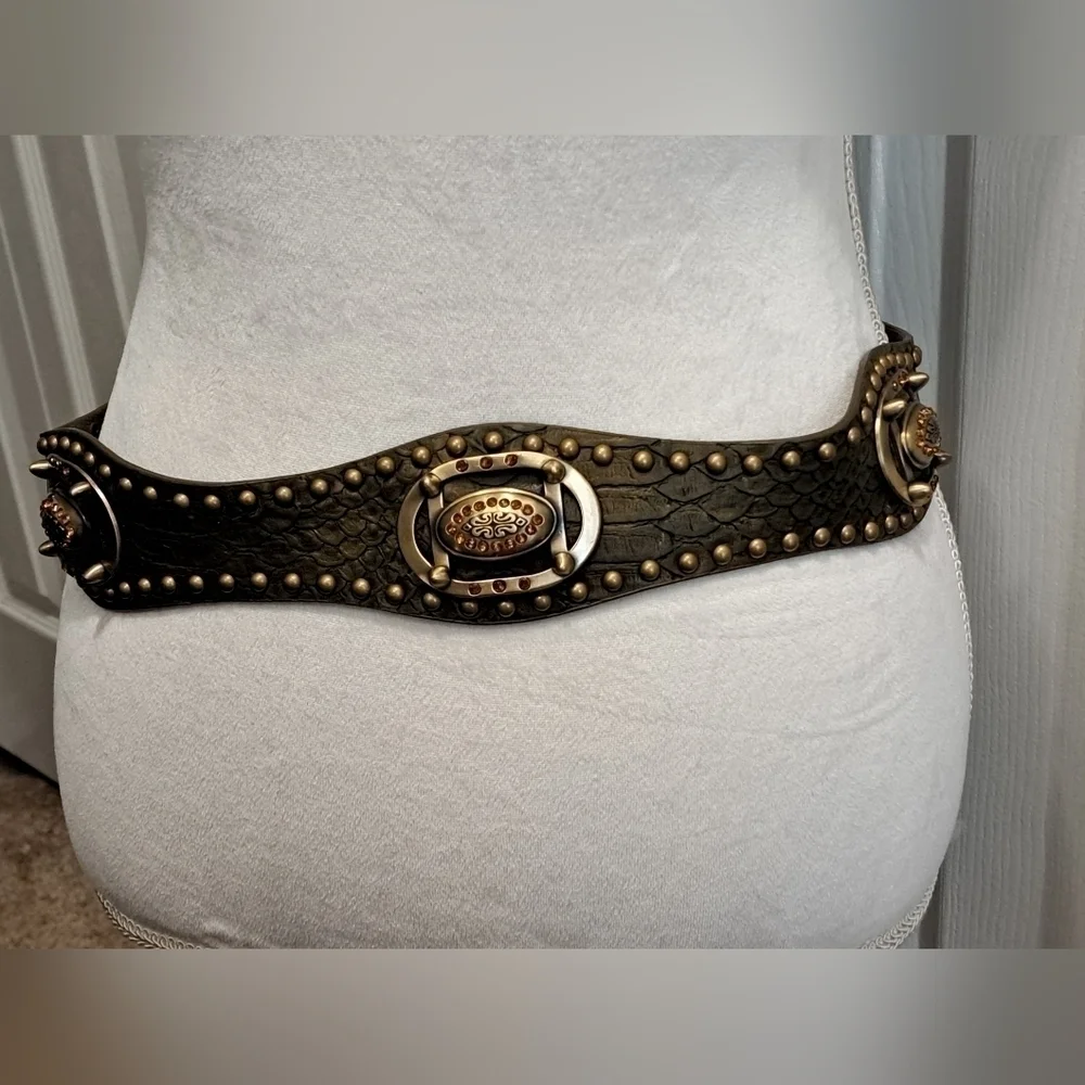 Handmade Leather & Brass Belt With Embellishments